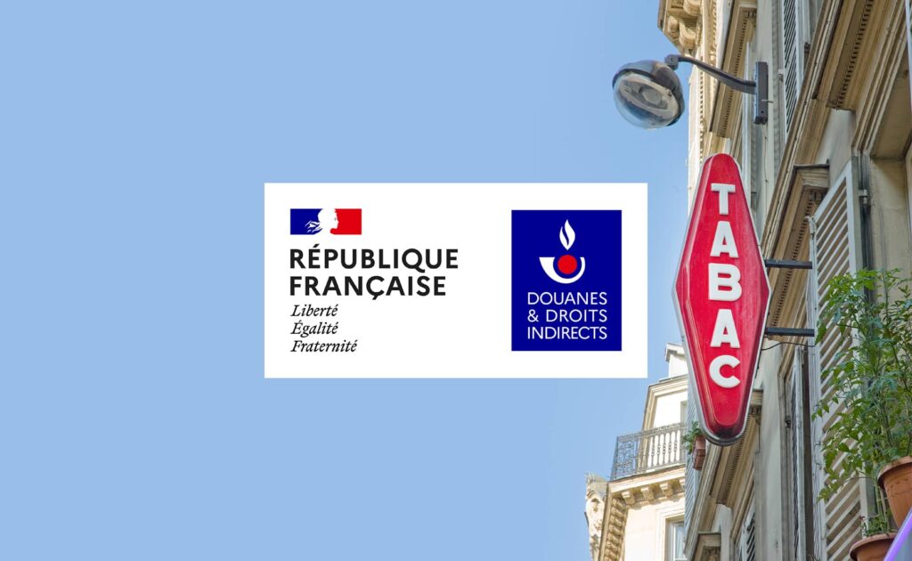photo représantant un bureau de tabac avec un logo republique française